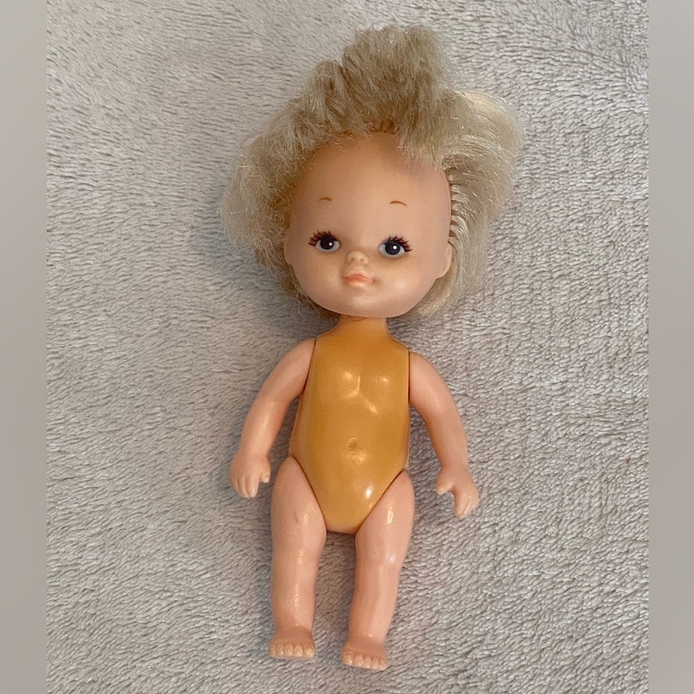 VTG 1981 4" Fran Mar Knickerbocker Secret Doll Moppets Short Blonde Hair Nude